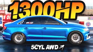 1300HP Audi RS3  Fastest RS3 on the Planet 060MPH in 15s [upl. by Ahsi]