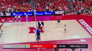 Bergen Reilly Back Set Nebraska Husker Volleyball 82423 vs Utah St volleyball huskers nebraska [upl. by Nikola]