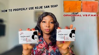 How To Use Kojie San Soap To even out skin tone amp Clear Dark Spots  How to Spot Original and Fake [upl. by Kimmie]