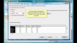 Excel 2007 14 Utilizar el asistente para importar texto [upl. by Lihp]