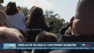 Divers go for the cross at 118th Tarpon Springs Epiphany celebration [upl. by Yelsnia]