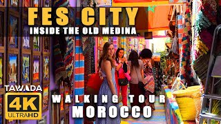 FES old medina city walking tour  Morocco 4k UHD [upl. by Corby]