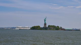 Cruise ship disappears behind Statue of Liberty [upl. by Wilton]