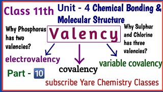 Valency  Electrovalency Covalency Variable covalency Unit 4 Class 11Class 11 Chemistry [upl. by Culhert10]