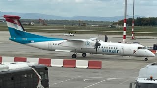 Trip report  Budapest to Luxembourg with Luxair Dash8 Q400 [upl. by Valentino]