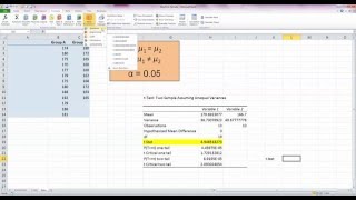 How To Calculate Students tStatistic Independent Samples Using Data Analysis in Excel 2010 [upl. by Rame476]