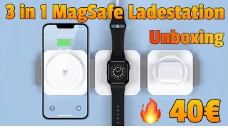 3 in 1 Magsafe Ladestation für iPhoneApple Watch amp Airpods  Unboxing [upl. by Peadar]