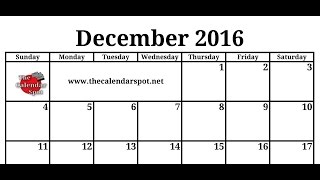 December 2016 Calendar [upl. by Nigrom]