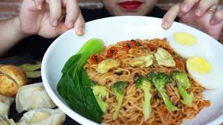 ASMR MUKBANG MIE INSTAN SHIN RAMYUN GORENG DAN DIMSUM AYAM  MUKBANG INDONESIA [upl. by Euphemiah]