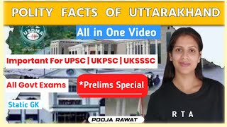 Polity Facts of Uttarakhand  RTA  Pooja Rawat [upl. by Fedak326]