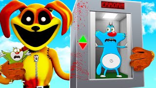 Roblox Oggy Trapped In Scary Elevator With Day Dog Of Smiling Critters [upl. by Nnyled778]