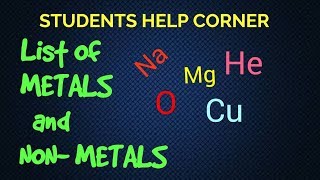 LIST OF METALS AND NON METALS SYMBOLS  ATOMIC NUMBER  IMPORTANT  STUDENTS HELP CORNER [upl. by Nayab]