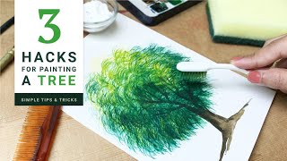 3 Hacks for painting a Tree  Simple Tips amp Tricks  3 mins Art  Easy Art  The Design Palette [upl. by Ledba]