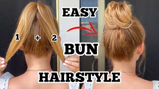 Very Easy 2Min Messy Bun Hairstyle  For Thin Hair  Hair Hack [upl. by Gan]