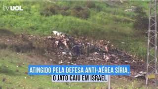 Sistema de defesa antiaérea da Síria derruba caça F16 israelense [upl. by Jody700]