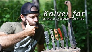 The KNIVES I use for BUSHCRAFT SURVIVAL amp HUNTING  Knife Sharpening TIPS [upl. by Aisset]