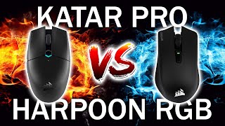 Corsair Katar Pro Wireless VS Harpoon RGB Wireless  Which is Better 4K [upl. by Kcirddehs]