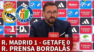 REAL MADRID 1 vs GETAFE 0  BORDALÁS rueda prensa  DIARIO AS [upl. by Chavey]