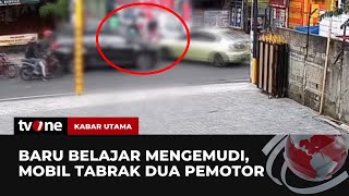 Detikdetik Dua Pengendara Motor Tertabrak Mobil Terekam CCTV  Kabar Utama tvOne [upl. by Georgeanna]