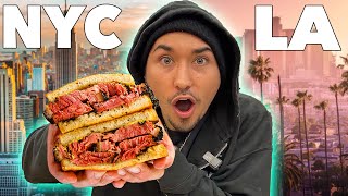 Eating The Best Pastrami Los Angeles vs New York KATZ Deli [upl. by Tandie]