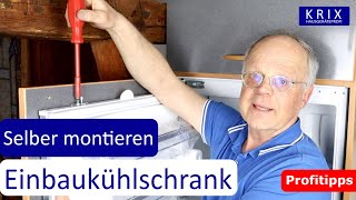 Kühlschrank einbauen  einfache Schritt für Schritt Anleitung inkl Türanschlag wechseln [upl. by Atikam518]