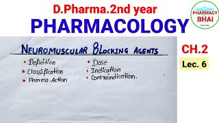 Neuromuscular Blocking Agents  Ch2 Pharmacology  DPharma 2nd neuromuscularblockingahents [upl. by Kleon]