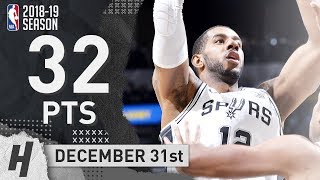 LaMarcus Aldridge Full Highlights Spurs vs Celtics 20181231  32 Pts 5 Ast 9 Rebounds [upl. by Atinuaj]