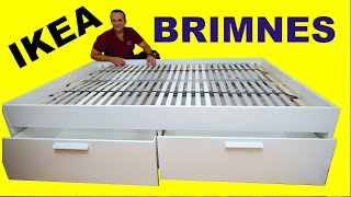 IKEA BRIMNES Bed frame with storage Standard Double assembly instructions [upl. by Towbin171]