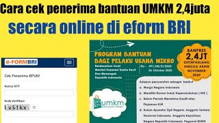 Cara cek penerima bantuan UMKM secara online melalui eform BRI [upl. by Nahtaneoj235]