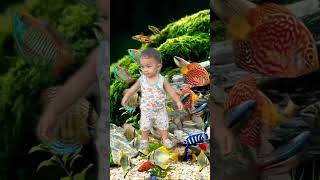 Melihat ikan di aquarium adventureshortsvideoviral2023followersfollowbacknaikmotordjfollow [upl. by Salena]