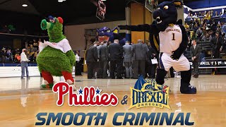 Phillie Phanatic amp Drexel Mascot  Smooth Criminal Dance during timeout [upl. by Camel968]