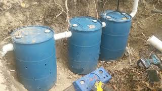 The diy 3 barrel septic tank system for your cabin or RV 55 gallon drums cheap amp easy [upl. by Zzaj]