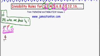 Divisibility Rules for 1 2 4 5 6 8 10 12  Tanton Mathematics [upl. by Rikahs]