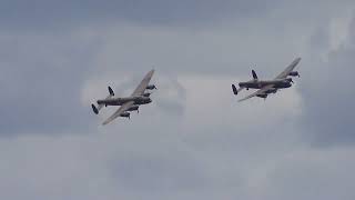 Two Lancasters at Dunsfold Wings and Wheels 2014 [upl. by Garnet]