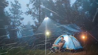 CAMPING HEAVY RAIN 🏕RAIN ON THE TENT ROOF  RELAXING CAMPING IN COZY TENT RAIN amp THUNDER ASMR [upl. by Nila]