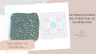 Kwadrat na szydełku  szydełkowanie krok po kroku ze schematem  granny square [upl. by Einobe]