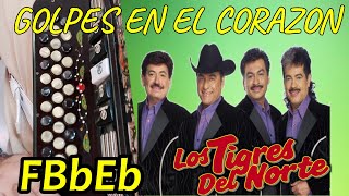 GOLPES EN EL CORAZON TIGRES DEL NORTE ACORDEON TUTORIAL FA [upl. by Lenz136]