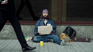 Homeless beggar no copyright footage video [upl. by Apps657]