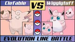 CLEFABLE vs WIGGLYTUFF  Pink Evolution Line Battle Pokémon SunMoon [upl. by Elleryt77]