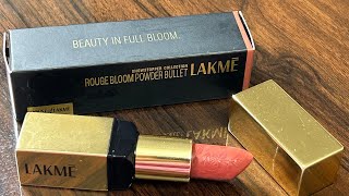 New Launch Lakme Rouge Bloom Powder Bullet  Lipstick Review [upl. by Constantine309]