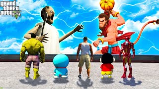 Hanuman Saved Shinchan Doraemon Franklin Nobita From Granny in GTA 5 [upl. by Limaa]