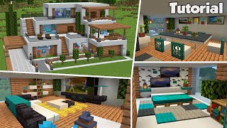 Minecraft Large Modern House 41 Interior Tutorial Easy [upl. by Enos]