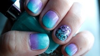 Dégradé de vernis mauve et turquoise  Nail Art facile [upl. by Nahtaoj]