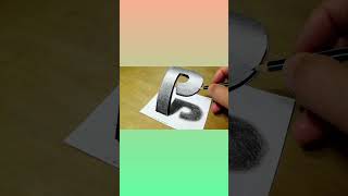 Drawing of 3d letter P 3d mrbeast subscribe art drawing viralshort artandcraft [upl. by Nosauq]