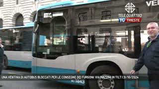 UNA VENTINA DI AUTOBUS BLOCCATI PER LE CONSEGNE DEI FURGONI VIA MAZZINI IN TILT  31102024 [upl. by Tiffie883]