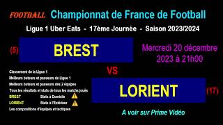 BREST  LORIENT  match de football de la 17ème journée de Ligue 1  Saison 20232024 [upl. by Terrance906]