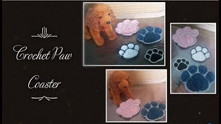 How To Crochet a Cute Paw Print Coaster Crochet Coaster [upl. by Kcerb]