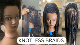 Knotless Box Braids On A Mannequin Head  Practice Run  Glow With D [upl. by Kajdan]