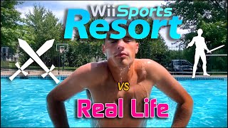 Wii Sports Resort vs Real Life Challenge Sword Fighting Edition  LMK Sports [upl. by Darren]