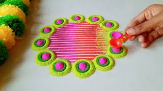 Beautiful diwali rangoli designs with spoon Trick  Festival easy Rangoli design  Diwali rangoli [upl. by Goddart]